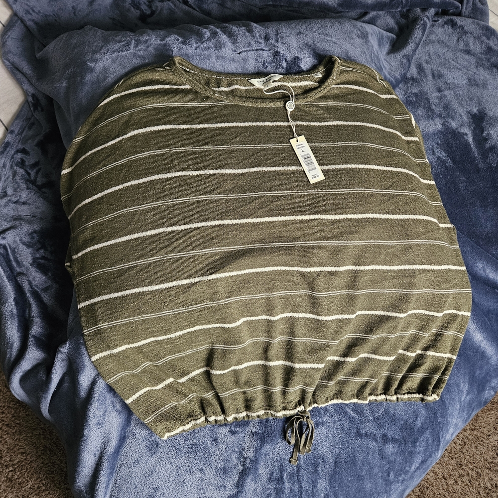 Max Studio Olive Striped Blouse